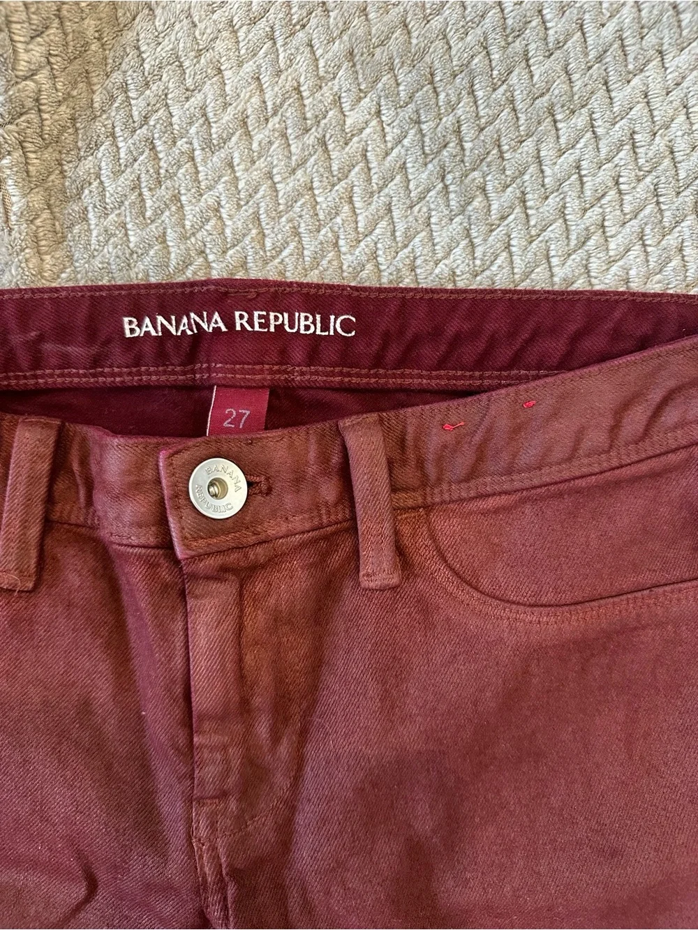 Banana Republic Size 27 Burgundy Skinny Jeans Wine Red Stretch Denim